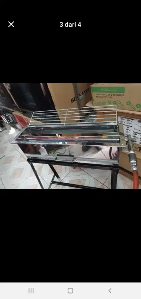 Panggangan ayam/ikan gas steinles ukuran 20 x 60(full set)