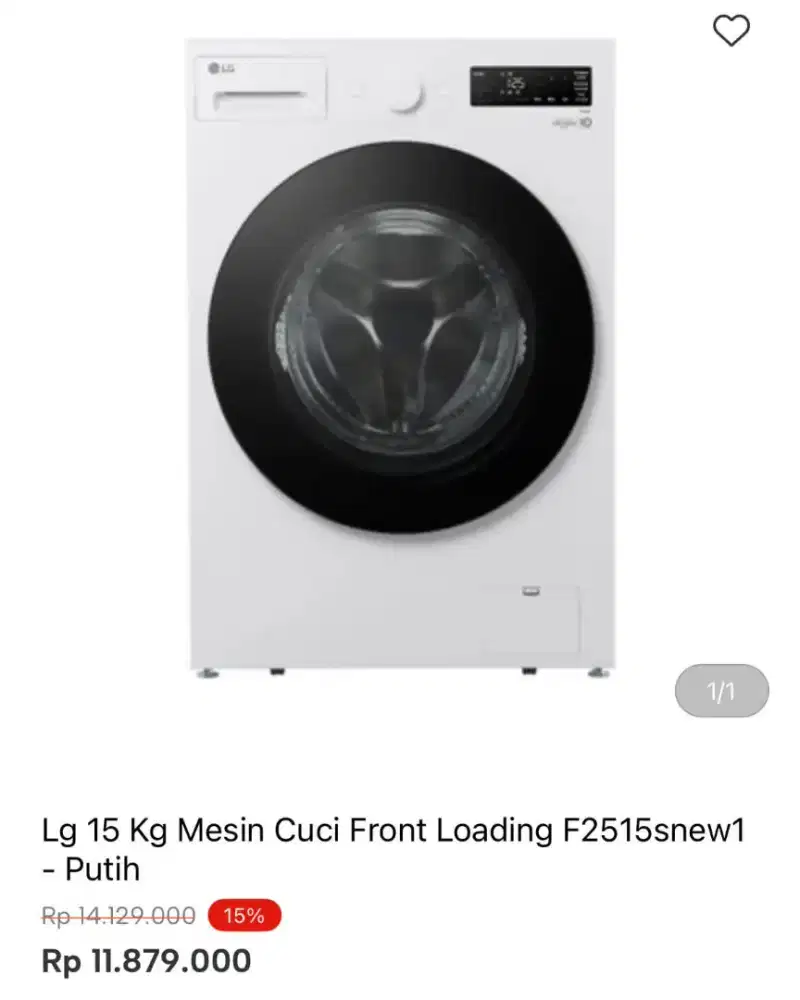 MESIN CUCI LG FRONT LOADING F2515SNEW1 15KG