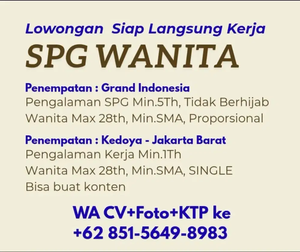 SPG Wanita Pengalaman