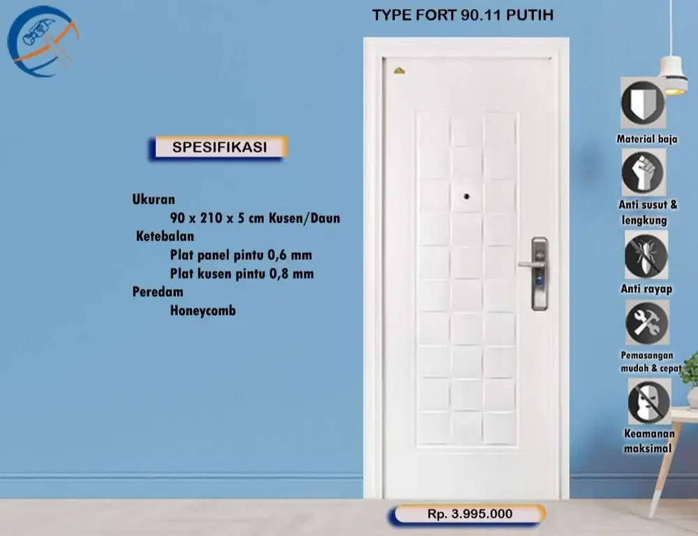 Jual Pintu baja motif tahu anti rayap kota Padang