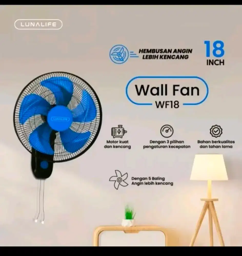 Kipas Angin Dinding LunaLife Baling2 Alumunium 5 ukuran 18 inc