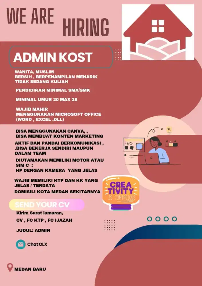 Dicari ADMIN KOST