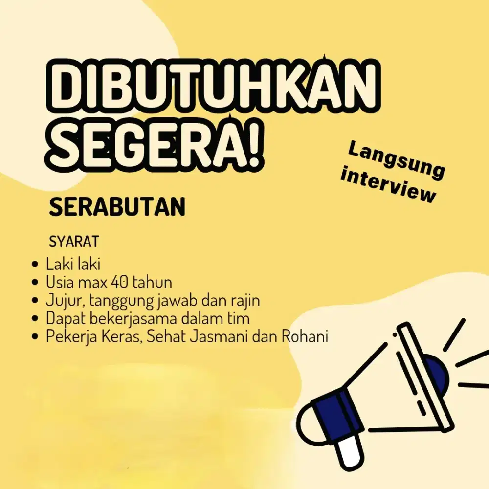 Dicari Serabutan Laki-laki