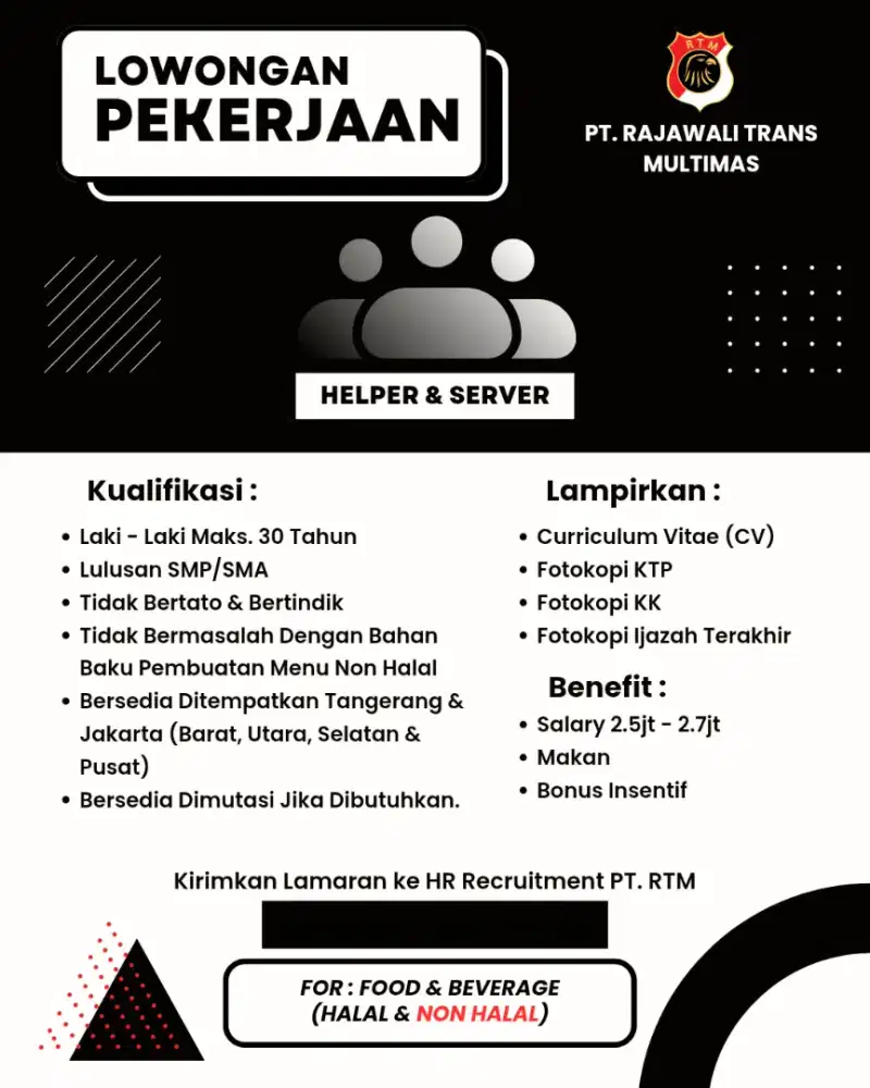 HELPER KITCHEN (PRODUKSI) FOR CENTRAL KITCHEN DIMSUM