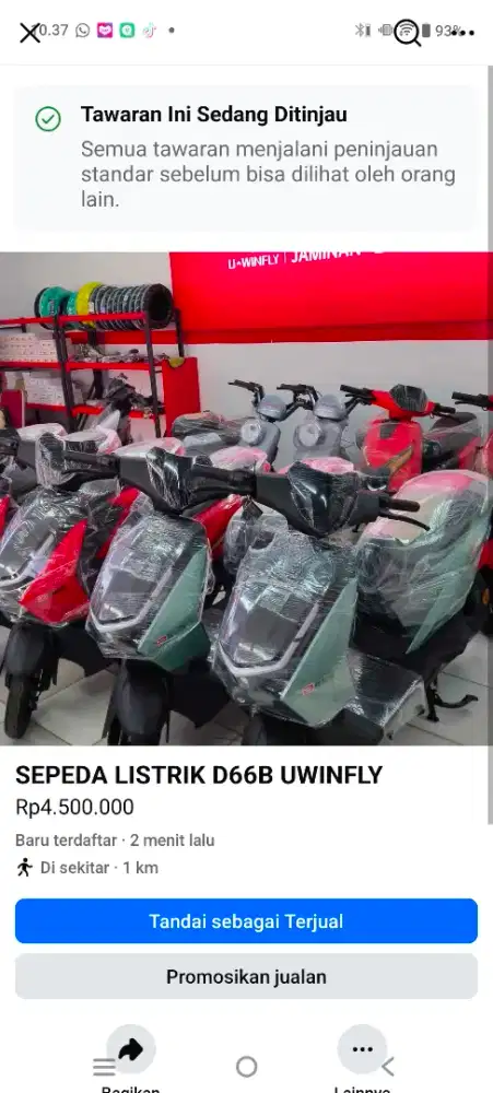 Sepeda listrik terbaru dari uwinfly D66b