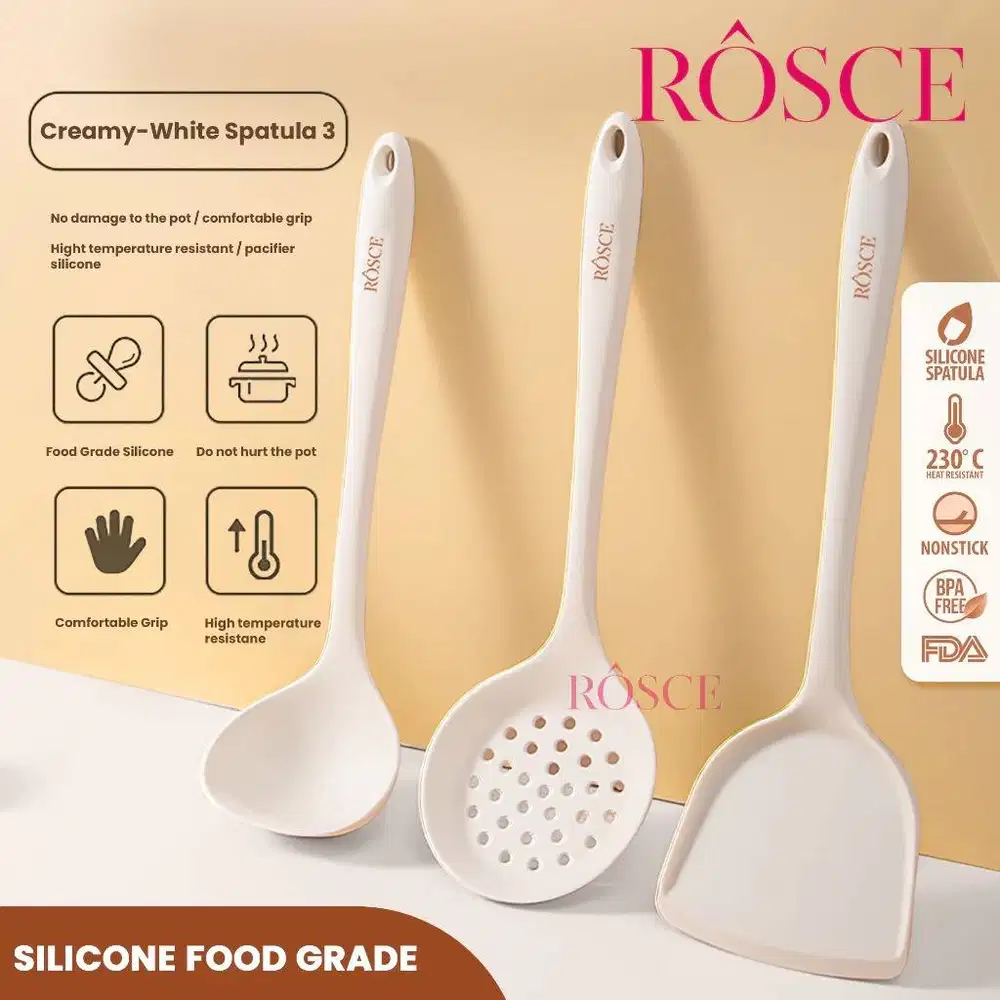 ROSCE Spatula Set Silikon 3IN1 sutil full silicone anti lepas