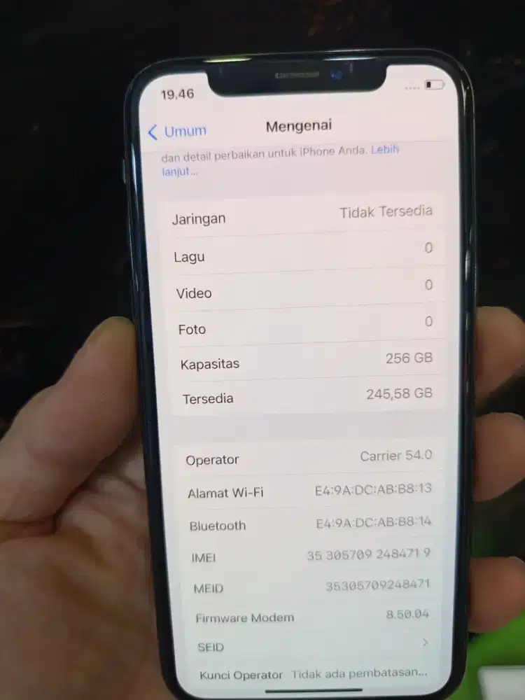 DIJUAL SECOND IPHONE X 256GB INTER