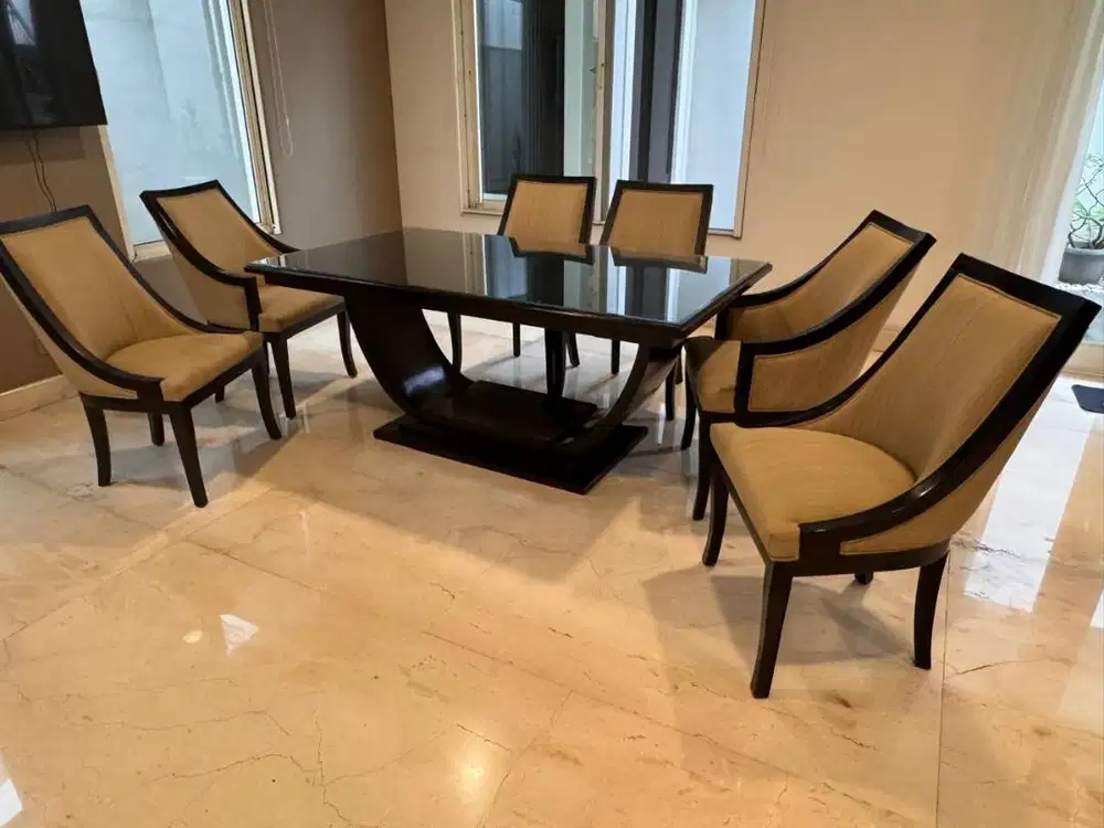 Meja Makan kayu set 6 Kursi