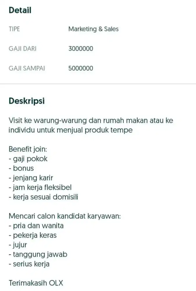 Sales Kanvaser (produk tempe)