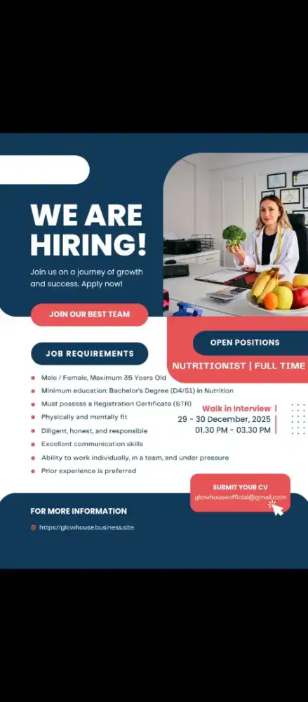 Lowongan Kerja Nutrsionist