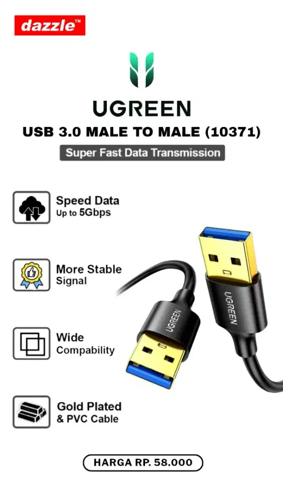 UGREEN USB 3.0 MALE TO MALE (10371)