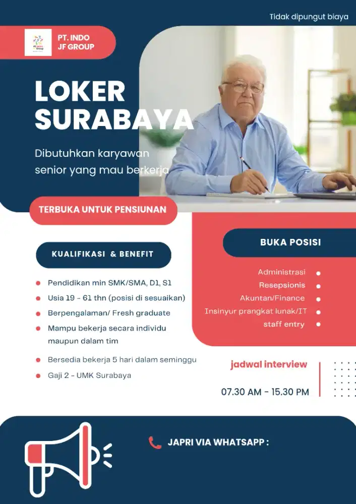 BUTUH KARYAWAN ADMIN KEUANGAN. DIBUKA (PENSIUNAN) GAJI 4,5 JT!