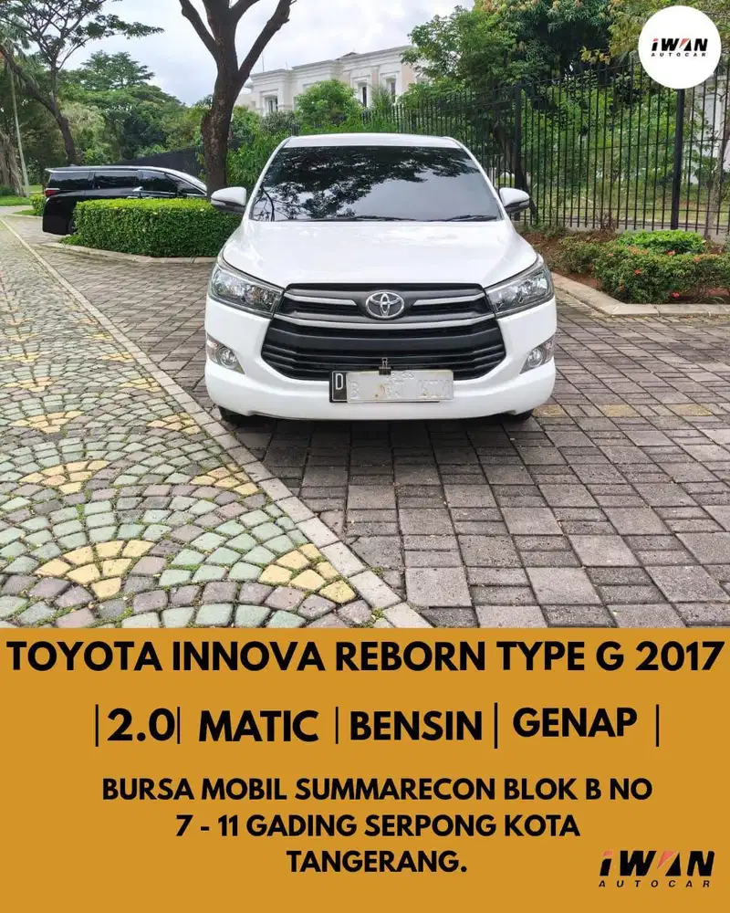 TOYOTA INNOVA REBORN G 2.0 BENSIN AT 2017