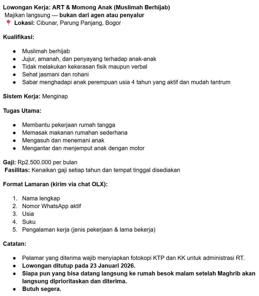 ART & Momong Anak (Muslimah Berhijab)