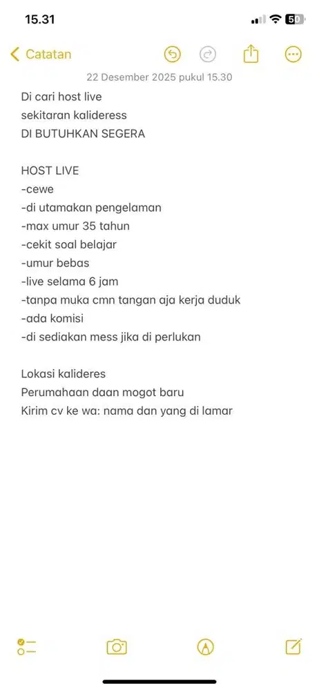 DI BUTUHKAN SEGERA HOST LIVE DAN ADM OLSHOP!