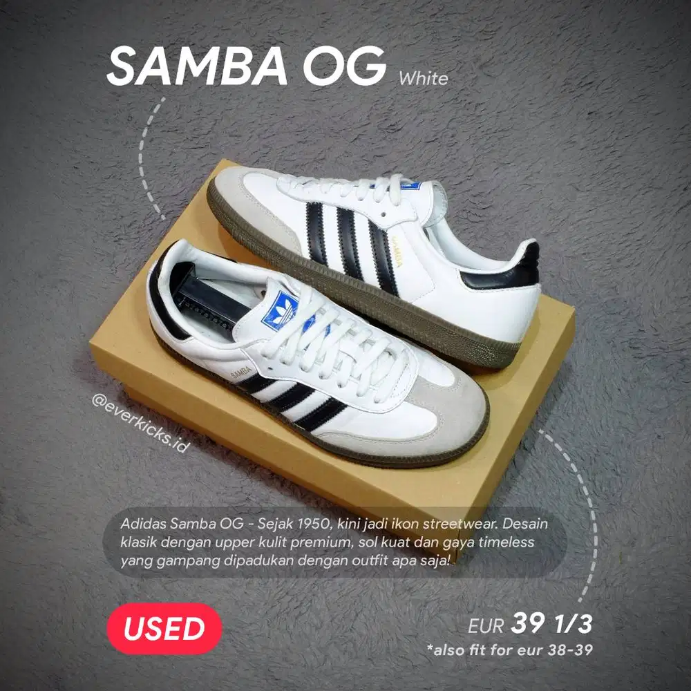 Adidas Samba OG - EUR 39 - White - Unisex - Sepatu Sneakers Casual