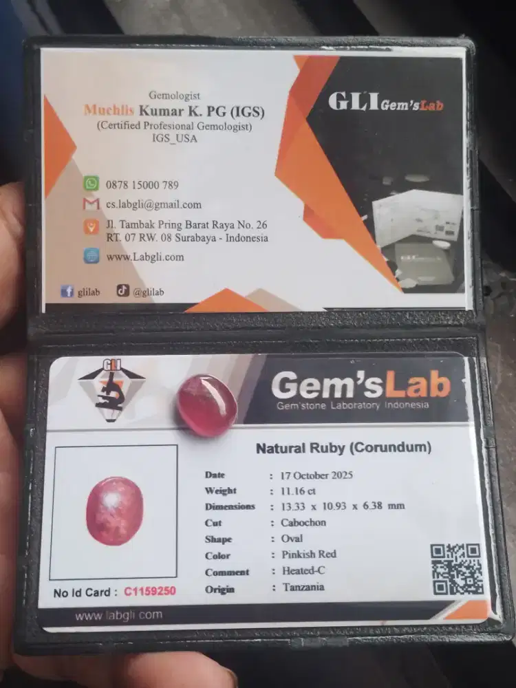 Dijual batu permata natural rubi corundum dan memo card
