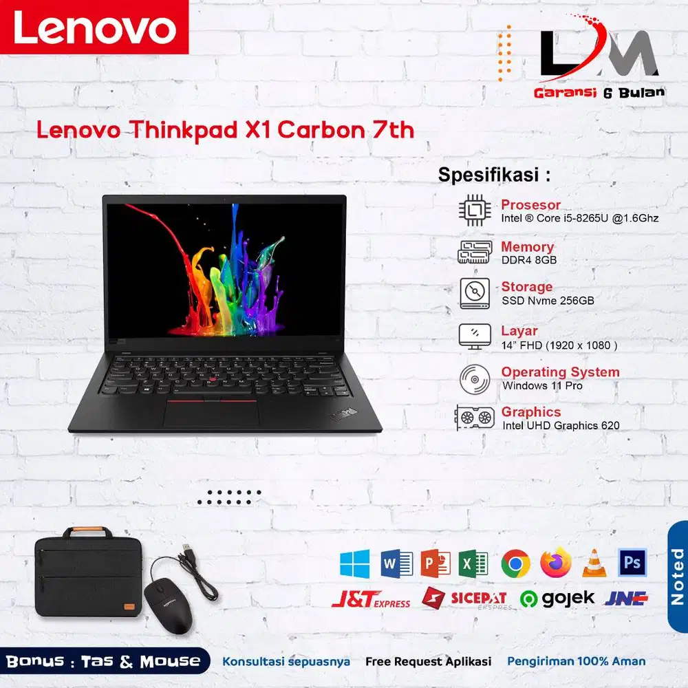 Lenovo Thinkpad X1 Carbon 7th i5 Gen 8 Ram 8GB SSD 256GB 14 FHD Win 11