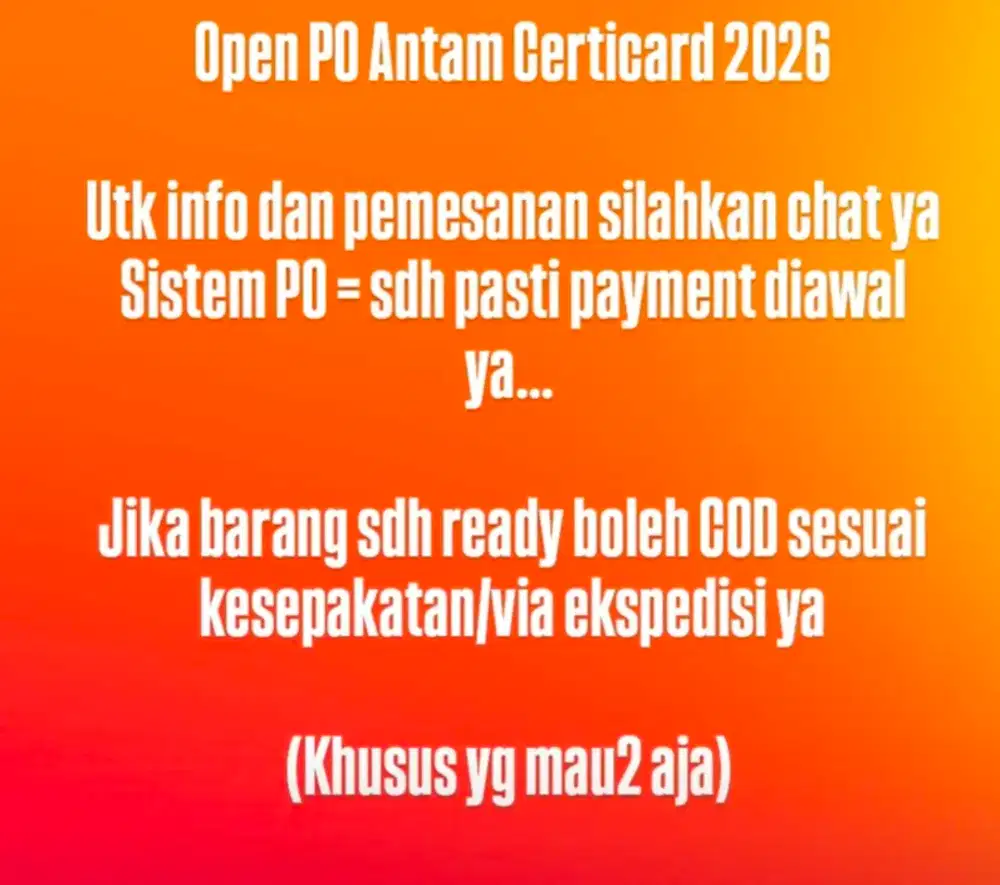 OPEN PO ANTAM CERTICARD 2026