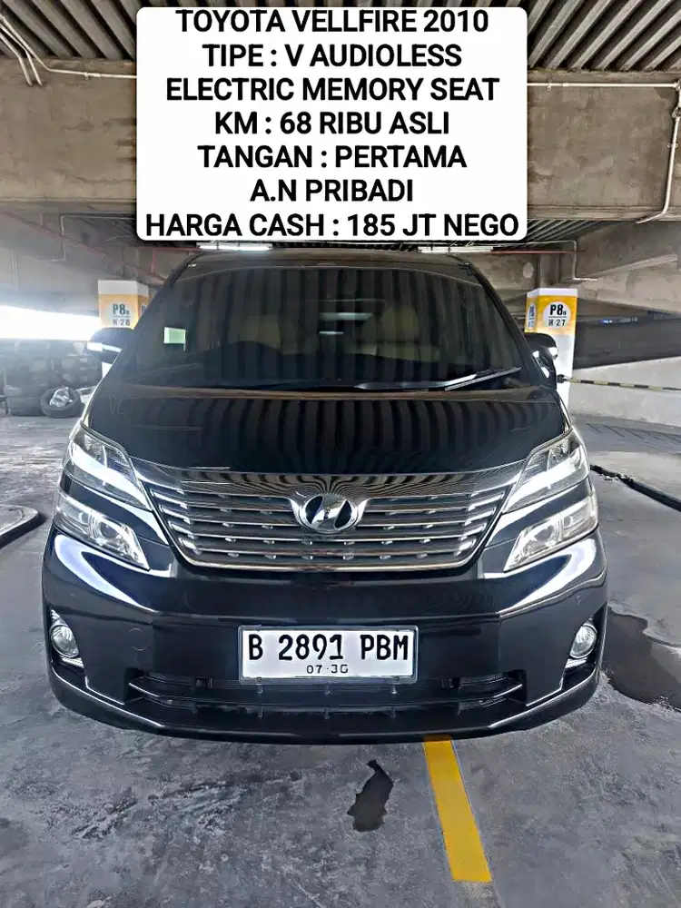 [KM : 68 rb]Toyota Vellfire V Audioless 2010 Hitam