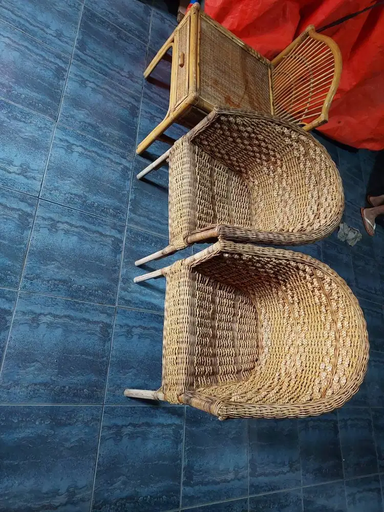 Dijual 3 bangku rotan bekas