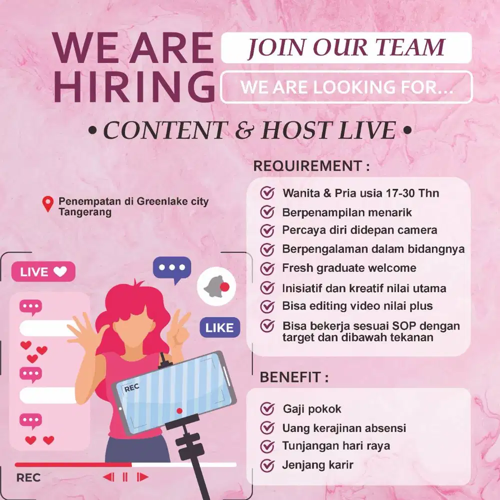 LOWONGAN KERJA HOSTLIVE DAN KONTEN