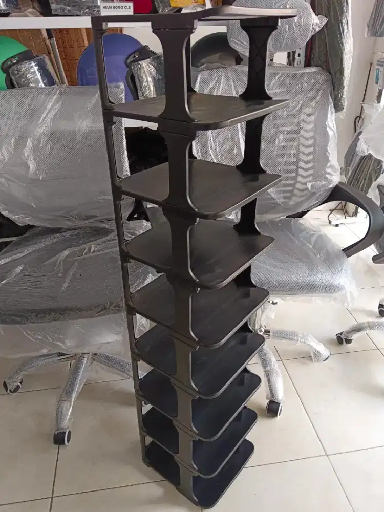 100rb BARU-Rak Sepatu Serbaguna 9susun Hitam Uk24x26x114cm Bhn Plastik