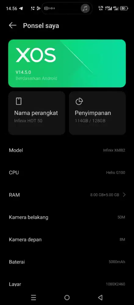 infinix hot 50 second