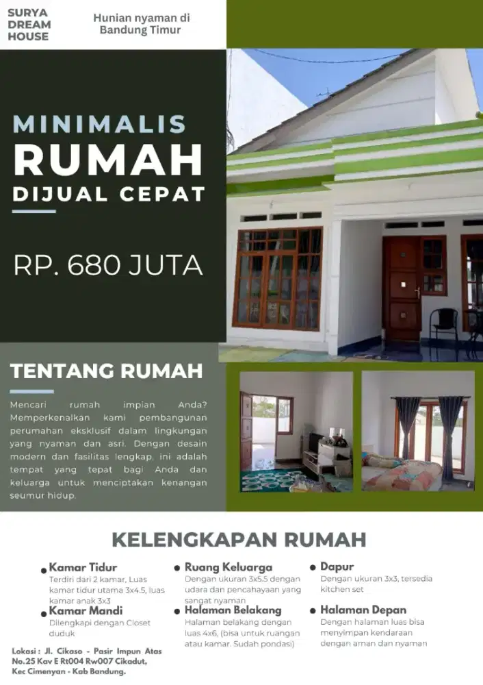 DiJual Cepat Rumah Minimalis