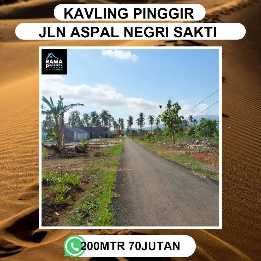 TANAH PINGGIR JALAN UTAMA NEGERI SAKTI LINGKUNGAN NYAMAN DAN ASRI