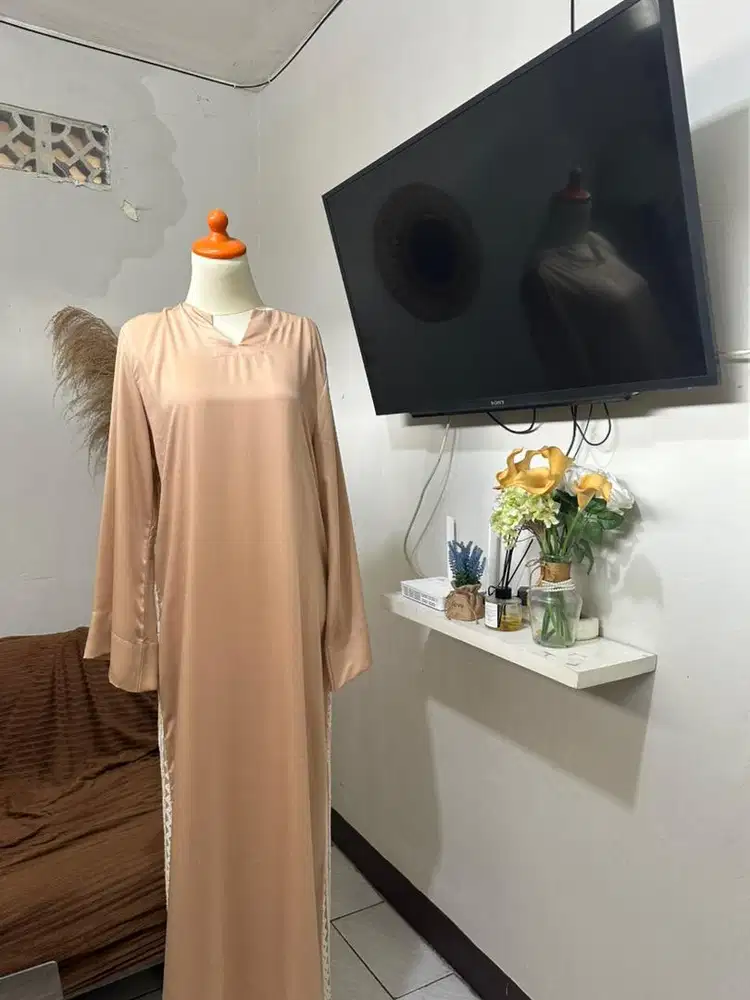 gamis dress satin mix brukat
