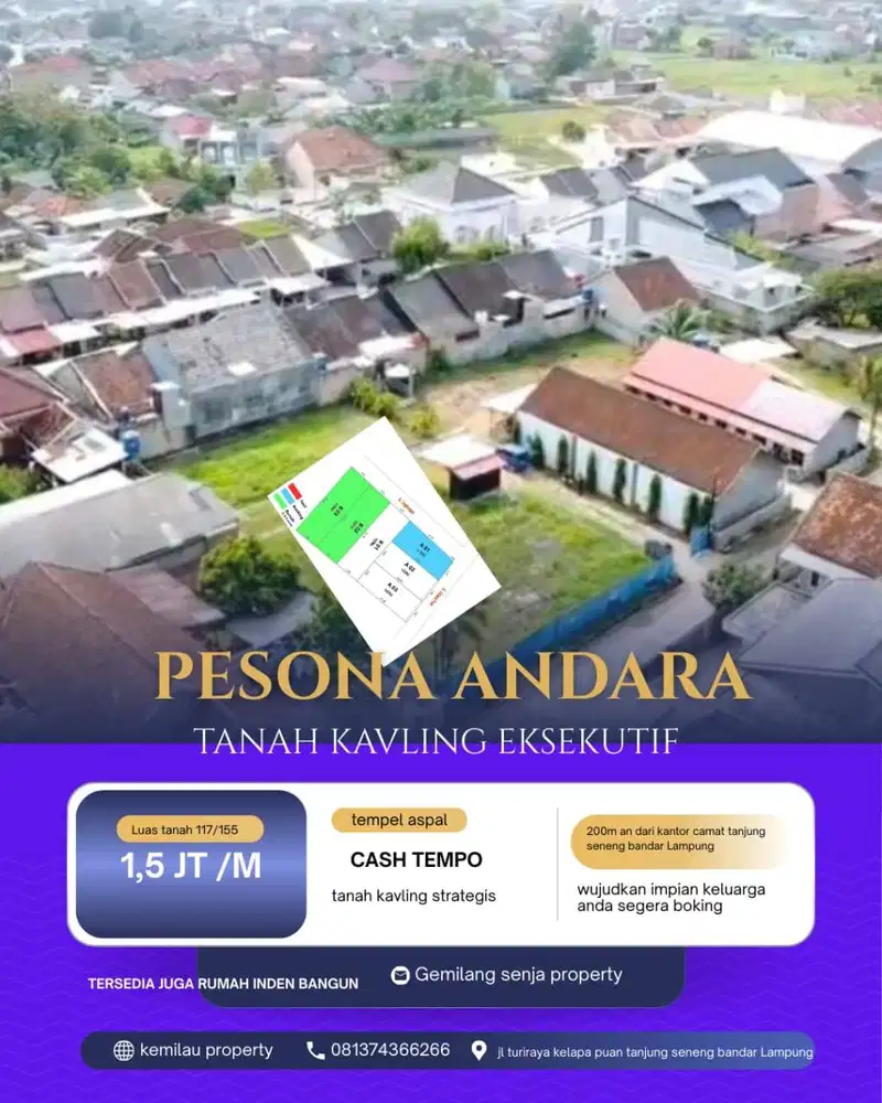 TANAH MURAH DI KOTA BANDAR LAMPUNG KAVLING PESONA ANDARA