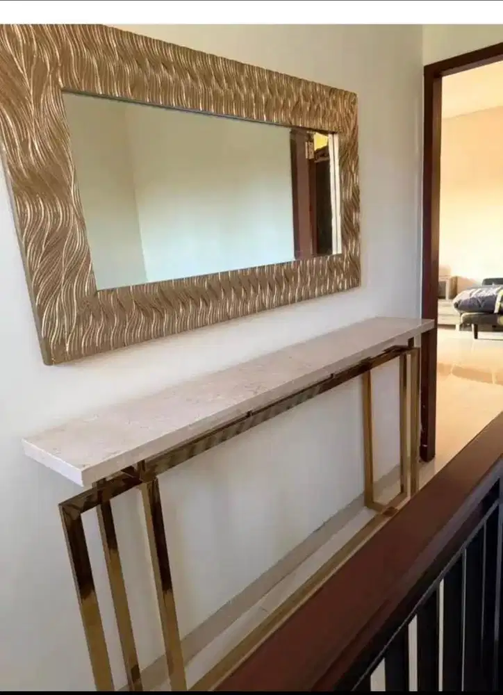 Meja marmer full staniless san kaca