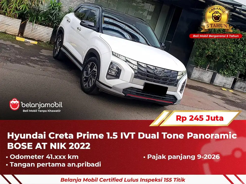 [ GARANSI 5TH ] Hyundai Creta Prime 1.5 IVT Dual Tone BOSE 2022 2023