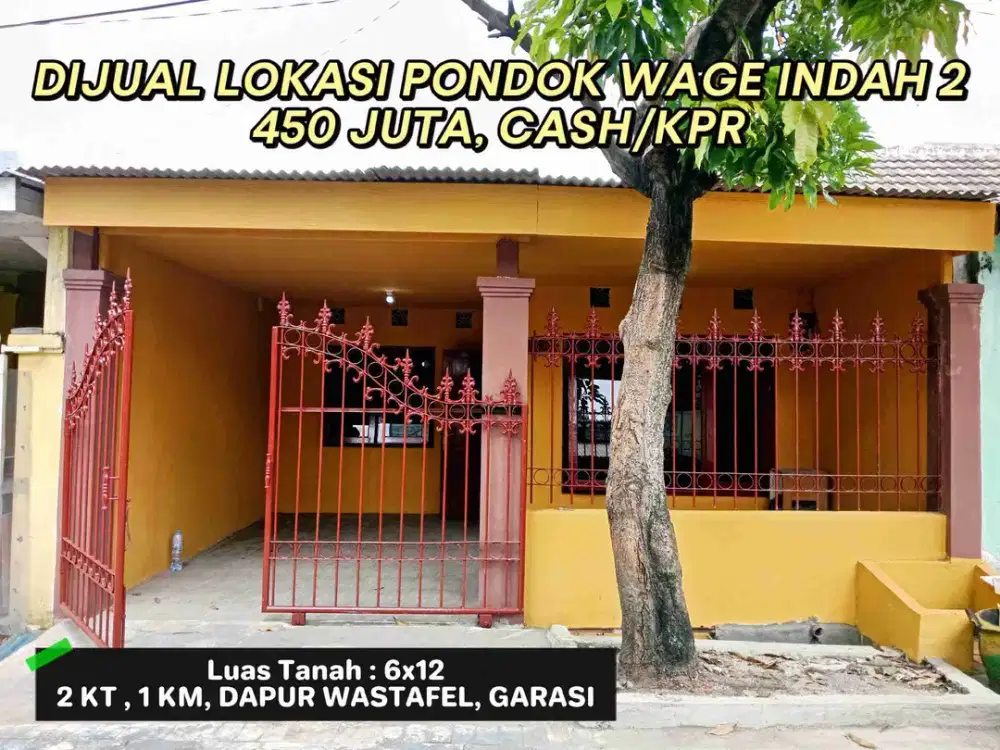 Rumah Dijual Lokasi Pondok WAGE Indah 2