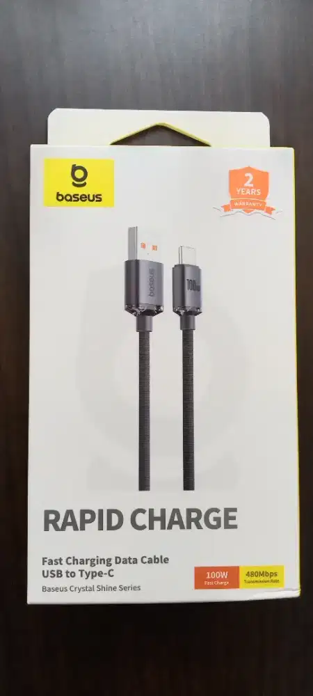 Baseus Crystal Shine Series to Type-C 100W 2m CAJY000501 - Black