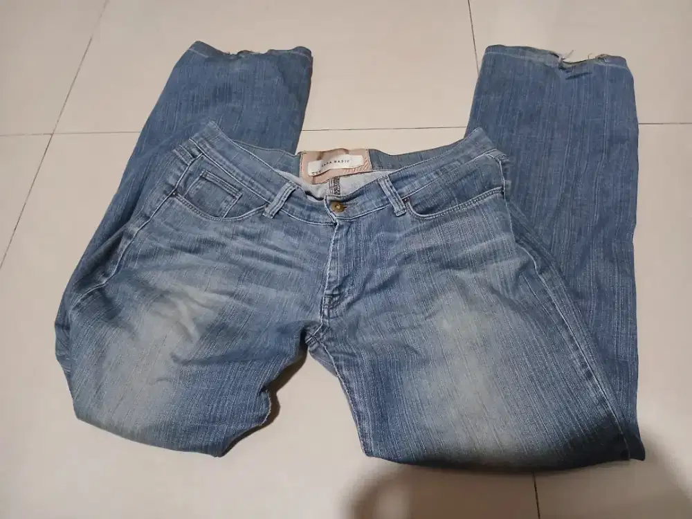 Celana jeans Zara Basic light blue