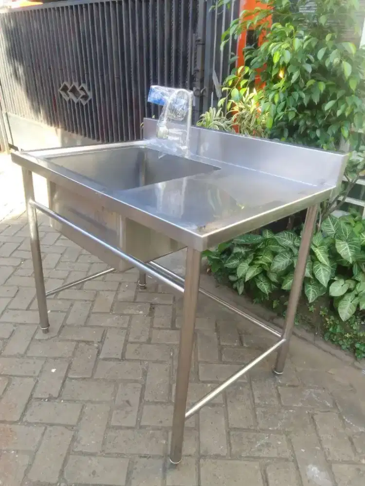 Best Price Single sink sayap kanan+ kran baru ukuran 100x75x85