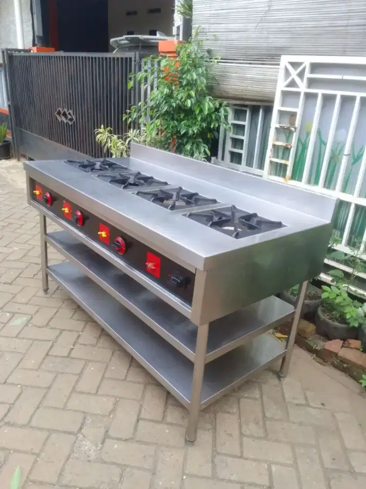 Kompor 4 tungku  high pressure + ambalan 2 susun ukuran 150x75x85