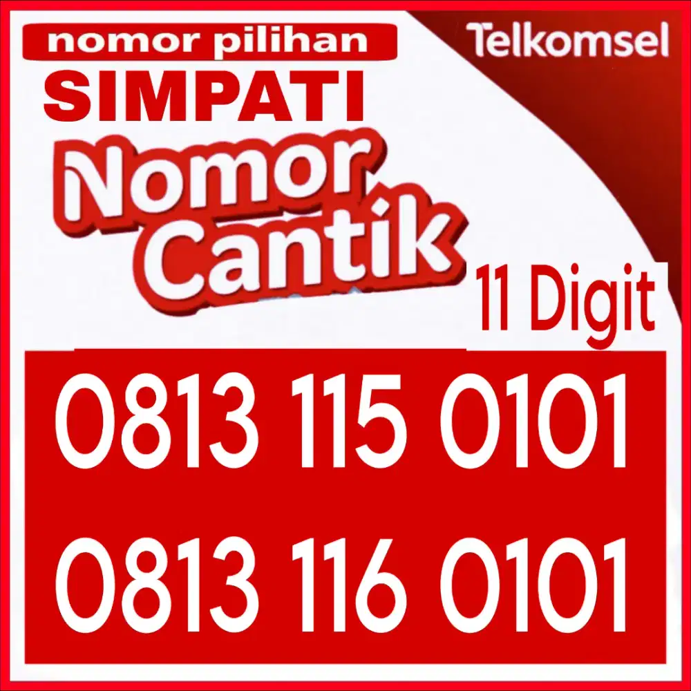 Nomor cantik telkomsel simpati 11 digit 0101