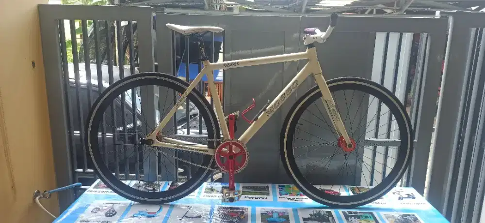 sepeda fixie mosso fuel alloy putih siap pakai doltrap sudah ada rem