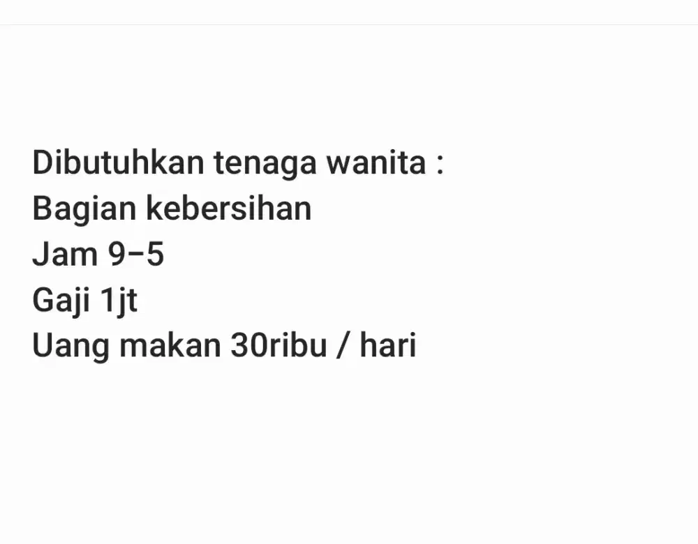 Dbutuhkan tenaga wanita