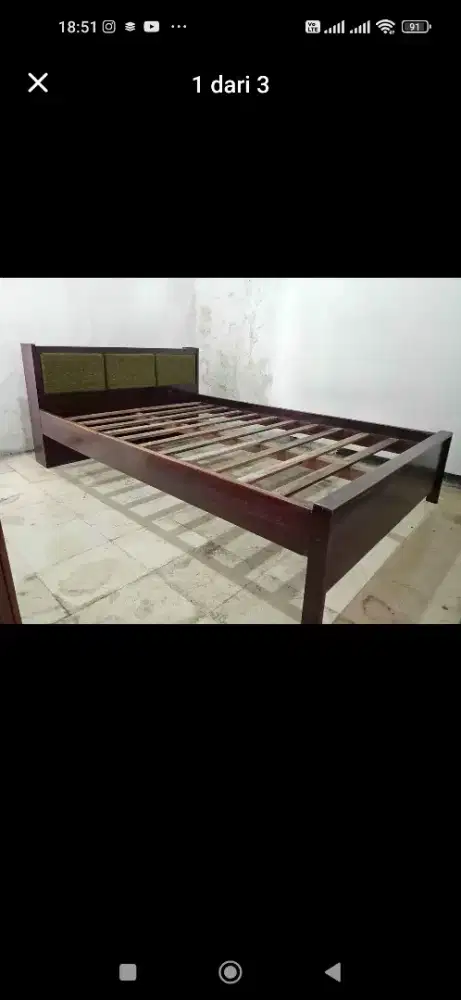 Dipan ranjang tempat tidur kayu 190x150x75