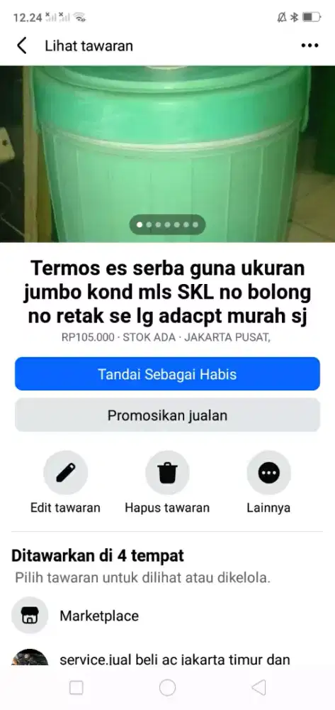 Termos es/nasi UK jumbo cocok utk tkg es/wartek kond spt baru murah sj