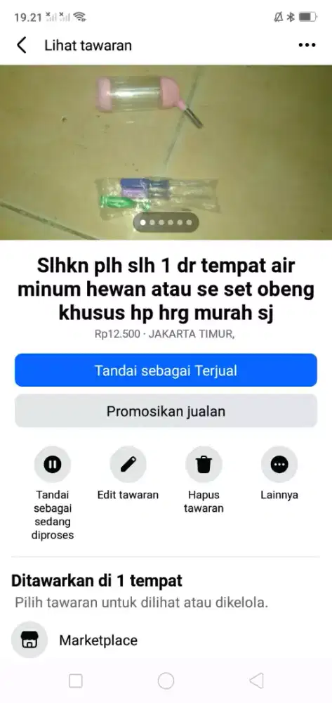 Slhkn plh slh 1 dr botol air minum utk hewan atau sblh nya murah sj