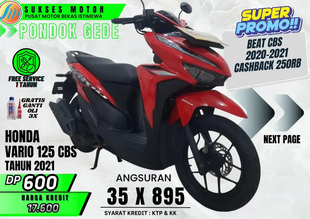 DP 600 CASHBACK 200 VARIO 125 CBS TH 2021 PROSES KREDIT MUDAH CEPAT