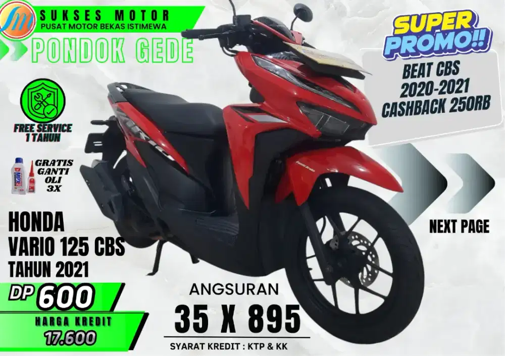 DP 600 CASHBACK 200 VARIO 125 CBS TH 2021 PROSES KREDIT MUDAH CEPAT