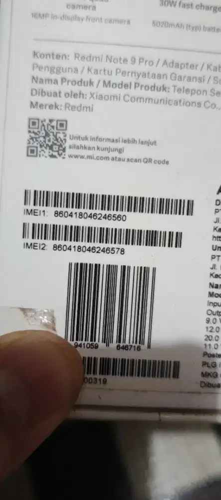 Di Jual Hp Xiomi Redmi Note 9 Pro ram 8/128