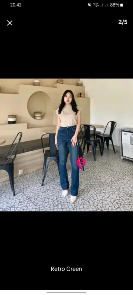 Cutbray jeans wanita lipat lebar