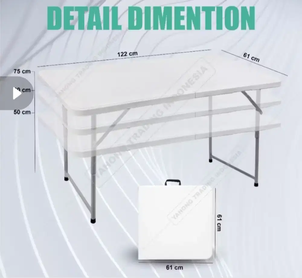 Meja Makan Belajar Lipat 122cm Portable